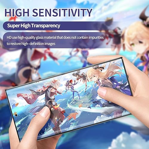 Vista 27 de Paquete de 3 protectores de pantalla de vidrio templado curvado aplicables para Samsung Galaxy S21 Ultra 5G de 6.8 pulgadas, compatible