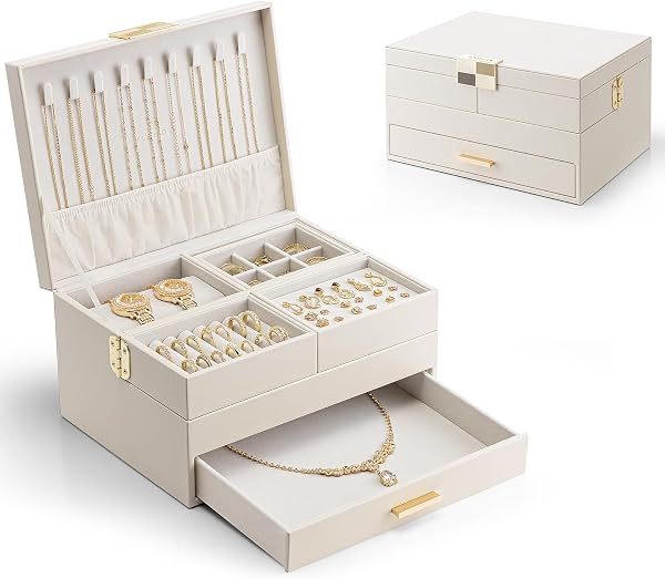 Vlando 3 Layers Jewelry Box with Expandable Tray