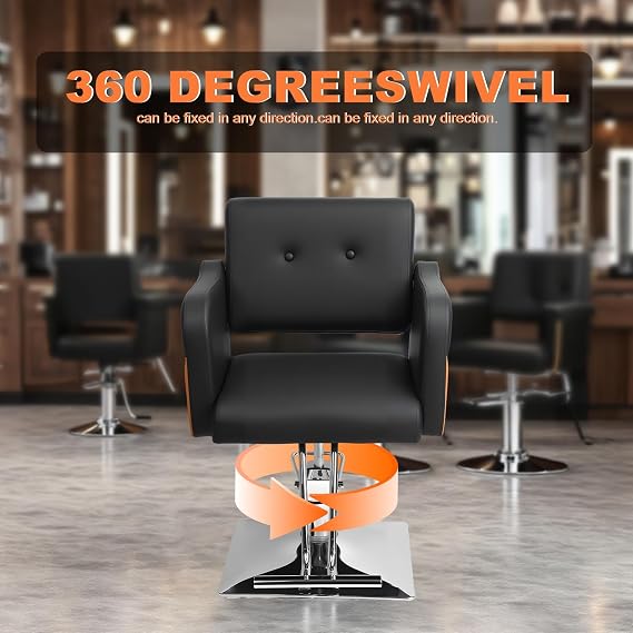 Hair Salon Chair for Hair Stylist, Barber Chairs for Barbershop, Braiding Chair with Heavy Duty Hydraulic Pump, Beauty Salon Equipment, Max Load Weight 330 Lbs Black