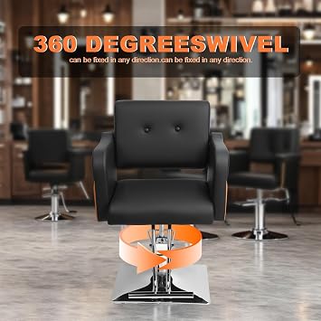 Hair Salon Chair for Hair Stylist, Barber Chairs for Barbershop, Braiding Chair with Heavy Duty Hydraulic Pump, Beauty Salon Equipment, Max Load Weight 330 Lbs Black