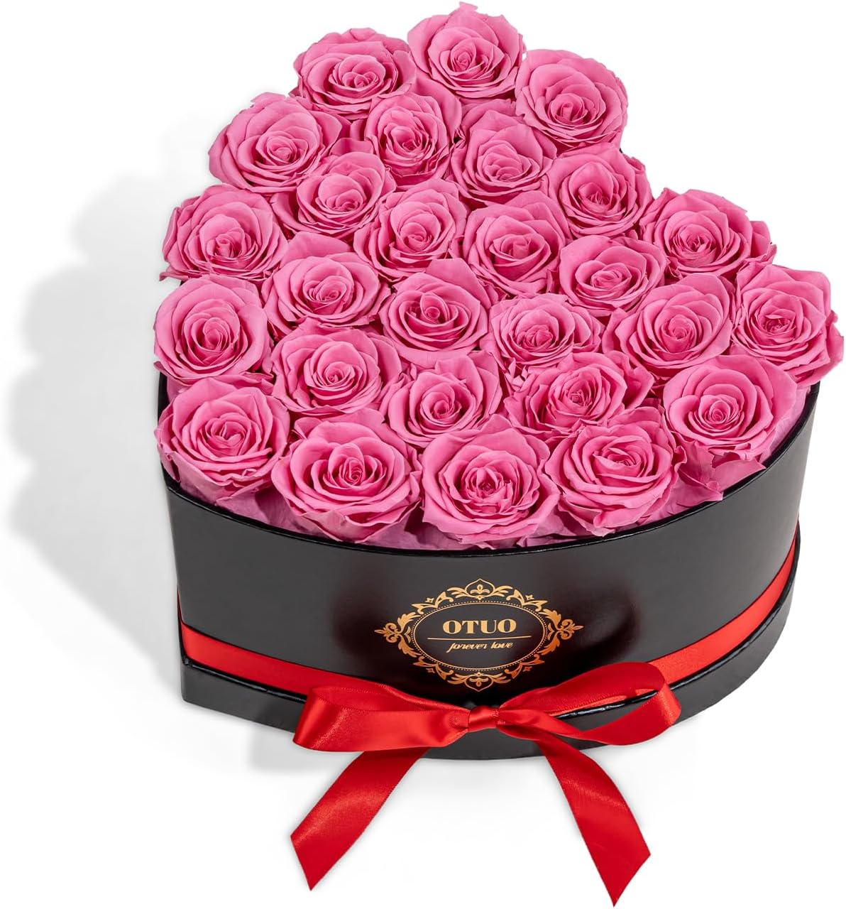 27 Preserved Roses in Heart-Shaped Box, Flowers for Delivery Prime Last up 2 Years, Real Forever Flowers for Wife, Girlfriend, Mother, Eternal Roses for Anniversary - Pink