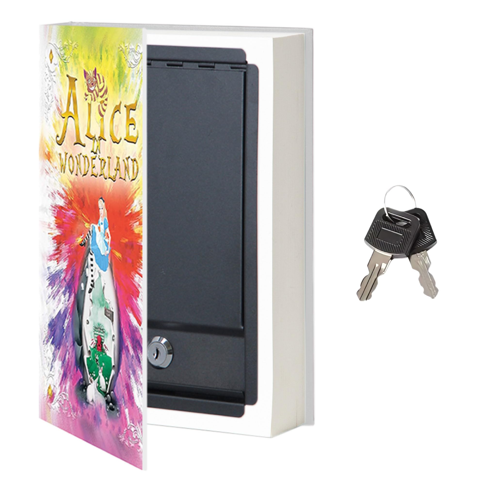 Gefälschte Buchbox – Kleiner Safe mit Schlüsselschloss – Versteckter Safe in Sichtweite – Umleitungssafe – Geheimtresor (Alice) (groß)