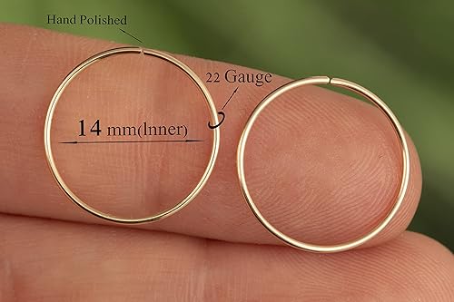 Miniatura 27 de Gold Hoop Earrings Silver Hoop Earrings - Hoop Earrings For Women Two Pcs Of Thin Gold Filled Sterling Silver Hoops, Helix Hoop, Tragus Ring