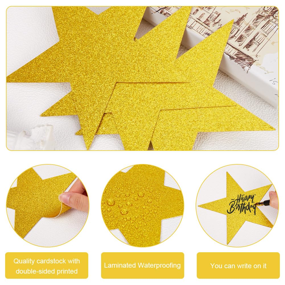50 Stks 11 Inch Grote Gouden Ster Uitsparingen Dubbel Bedrukt Papier Sterren Decoratie Benodigdheden Voor Klaslokaal Muur Partij