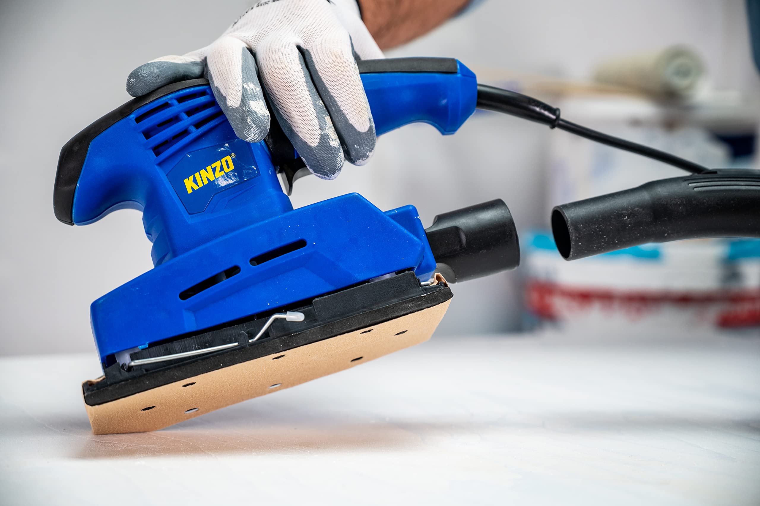 Kinzo Smerigliatrice – 230 V – Blu – Lavorazione del legno – Levigatrice orbitale