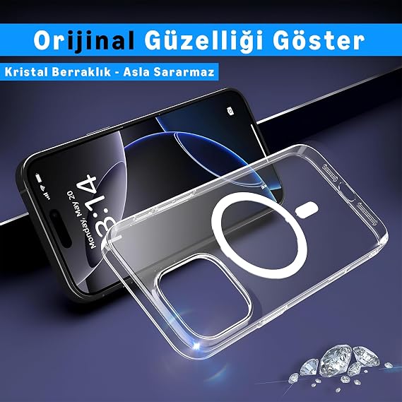URUCHI Samsung S25 ULTRA MagSafe ile Uyumlu Sararmaz Kılıf - Şeffaf PC, Mıknatıslı, İnce, Darbeye Dayanıklı, Çizilmez, Hafif, Premium Koruma, Şeffaf Kapak, Mıknatıslı, S25 Ultra Koruyucu Kılıf