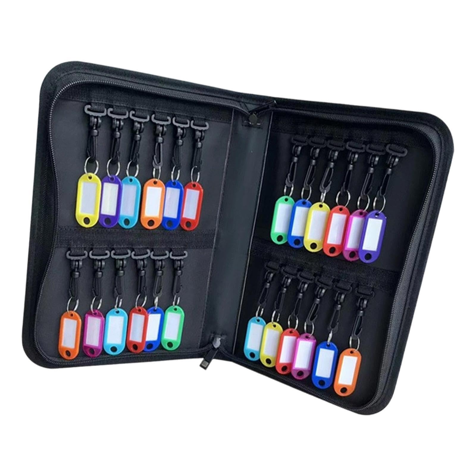 MERISHOPP Portable Key Case Waterproof Fireproof Car Rental Office Zip Organizer Pouch with 24 Tags-picture-48
