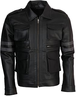 Mens Resident Casual Kennedy 6 Cosplay Leon Gamers Evil Black Genuine Leather Jacket