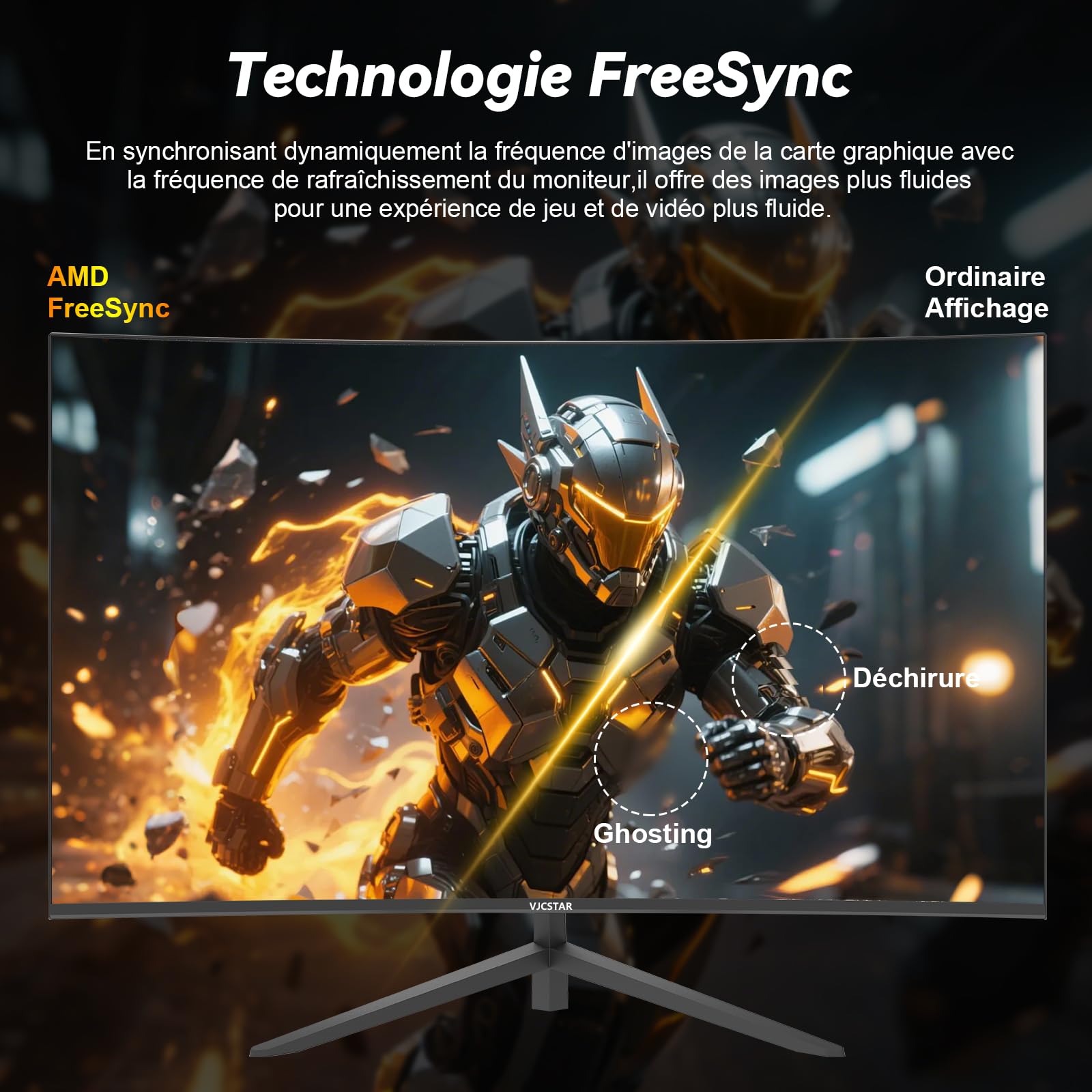 VJCSTAR Écran PC Gamer Incurvé QLED 27 Pouces, 280 Hz, FHD 1080p, 1 ms