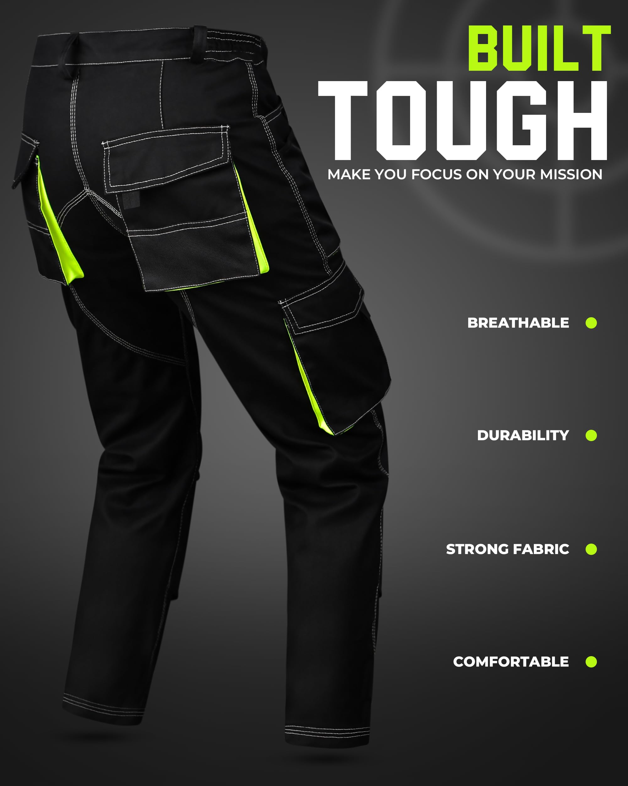 Pantalón de Trabajo para Hombre - Pantalon Cargo para trabajar - Multibolsillos - Bolsillos de las Rodilleras ,pantalo multibolsill obra,pantalon contrucion,pantalon resistente