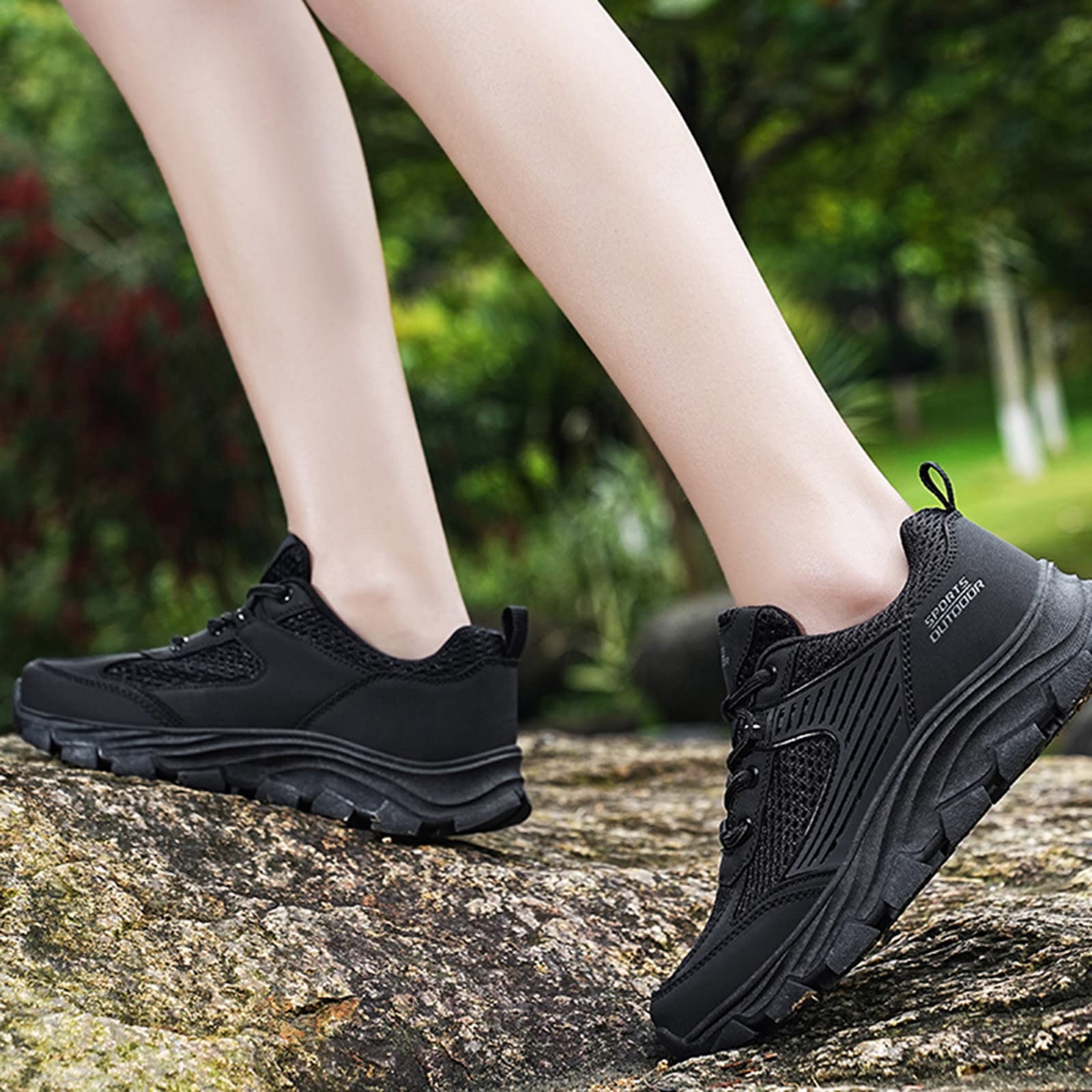Scarpe Trekking Donna con Lacci Leggere Scarpe Tennis Scarpe da Antinfortunistiche Antiscivolo Impermeabili Scarpe da Trekking Scarpe Sneakers Sportive Nere Scarpe da Lavoro