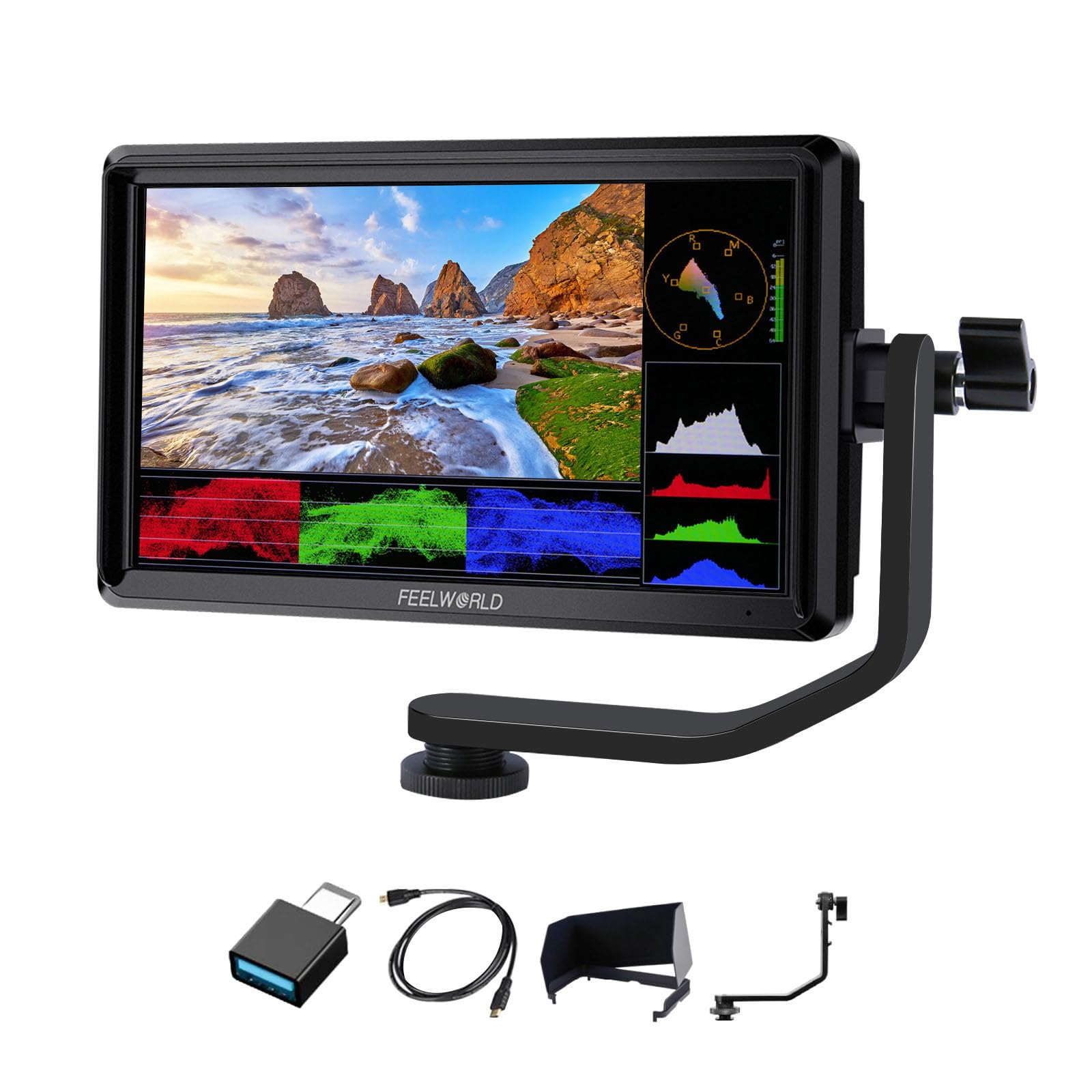 美品　カメラモニター 5.5インチ 4K 外部モニター　バッテリー付 Amazon.co.jp: FEELWORLD S55 V3 6インチ フィールドモニター [ 4K