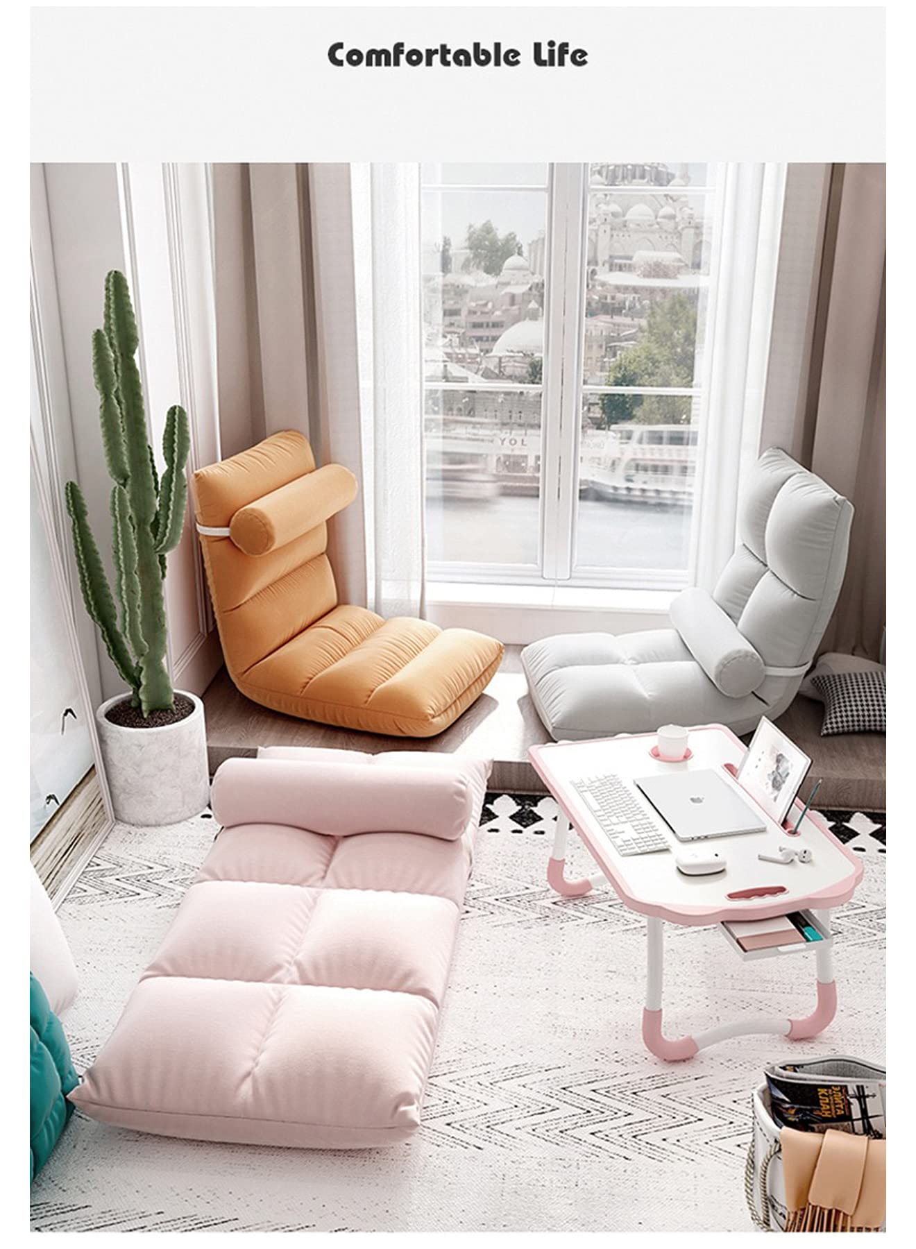 LIMOS Floor Chairs Adjustable Lazy Floor Sofa Folding Chair Floor