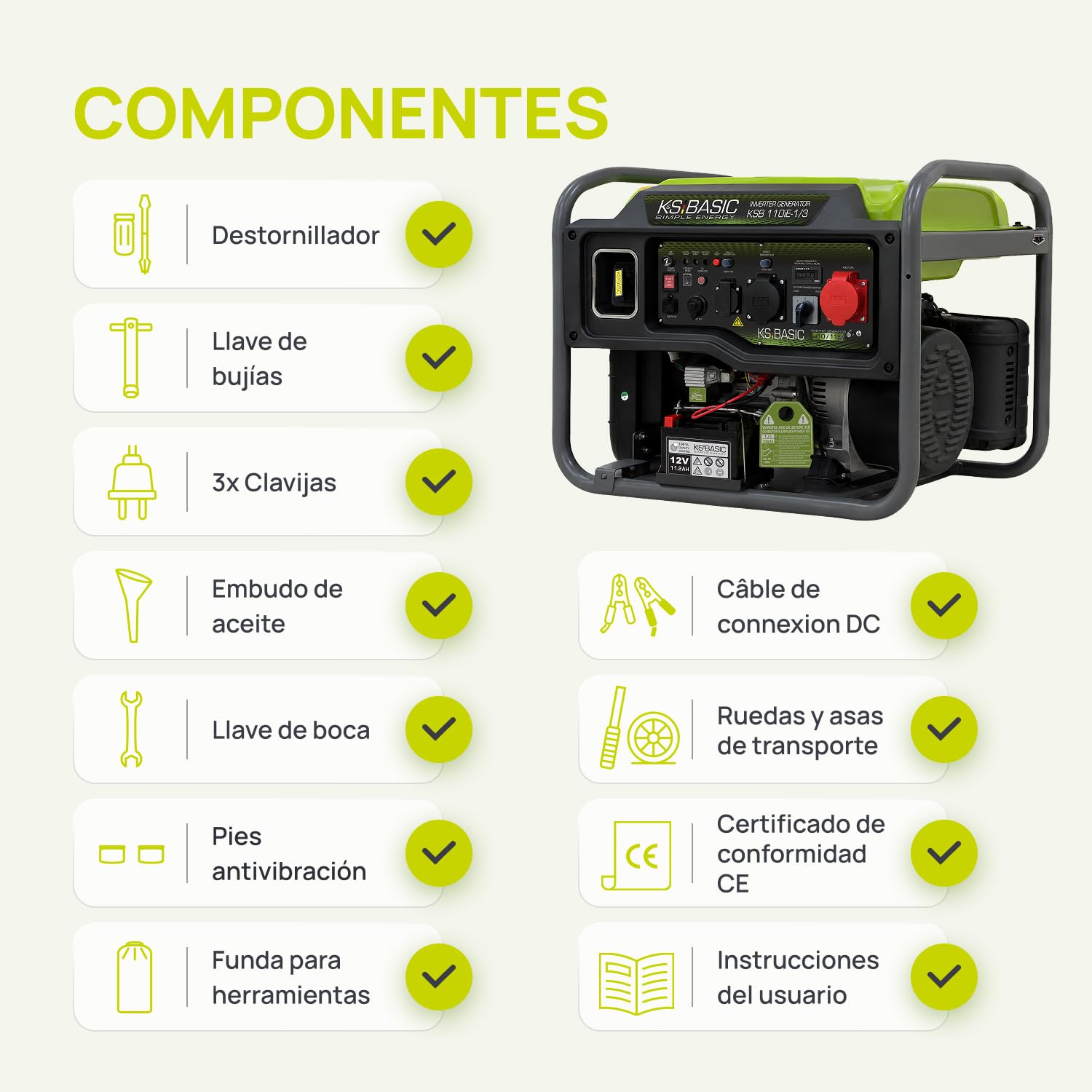 K&S BASIC 110iE-1/3 - Generador inversor, 11 kW, máx. VTS | Generador de emergencia inverter para el hogar, camping y trabajos de taller