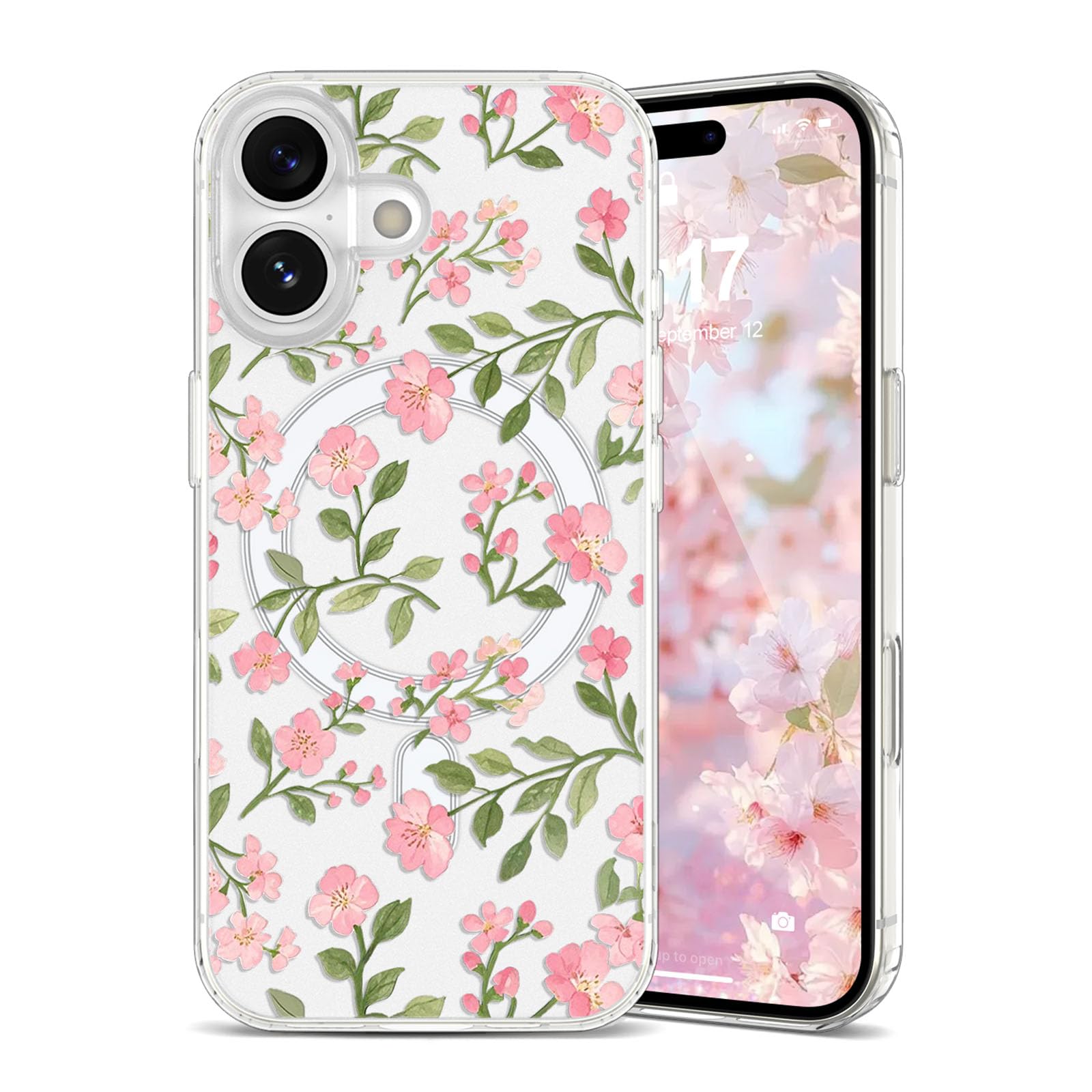 Coque iPhone 15 Pro Magsafe fleurie, cadeau idéal femmes et filles