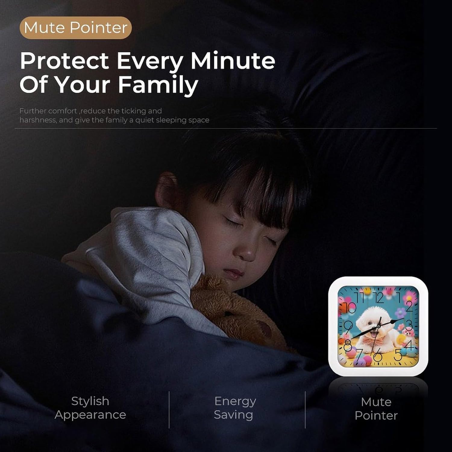 Square 10" Wall Clock,Cute Bichon Frise Dog Print Kitchen Wall Clocks Battery Operated,Silent Non-Ticking Modern Funny Cute Wall Clock for Bedroom Living Room Kitchen Office Farmhouse Home Decorative