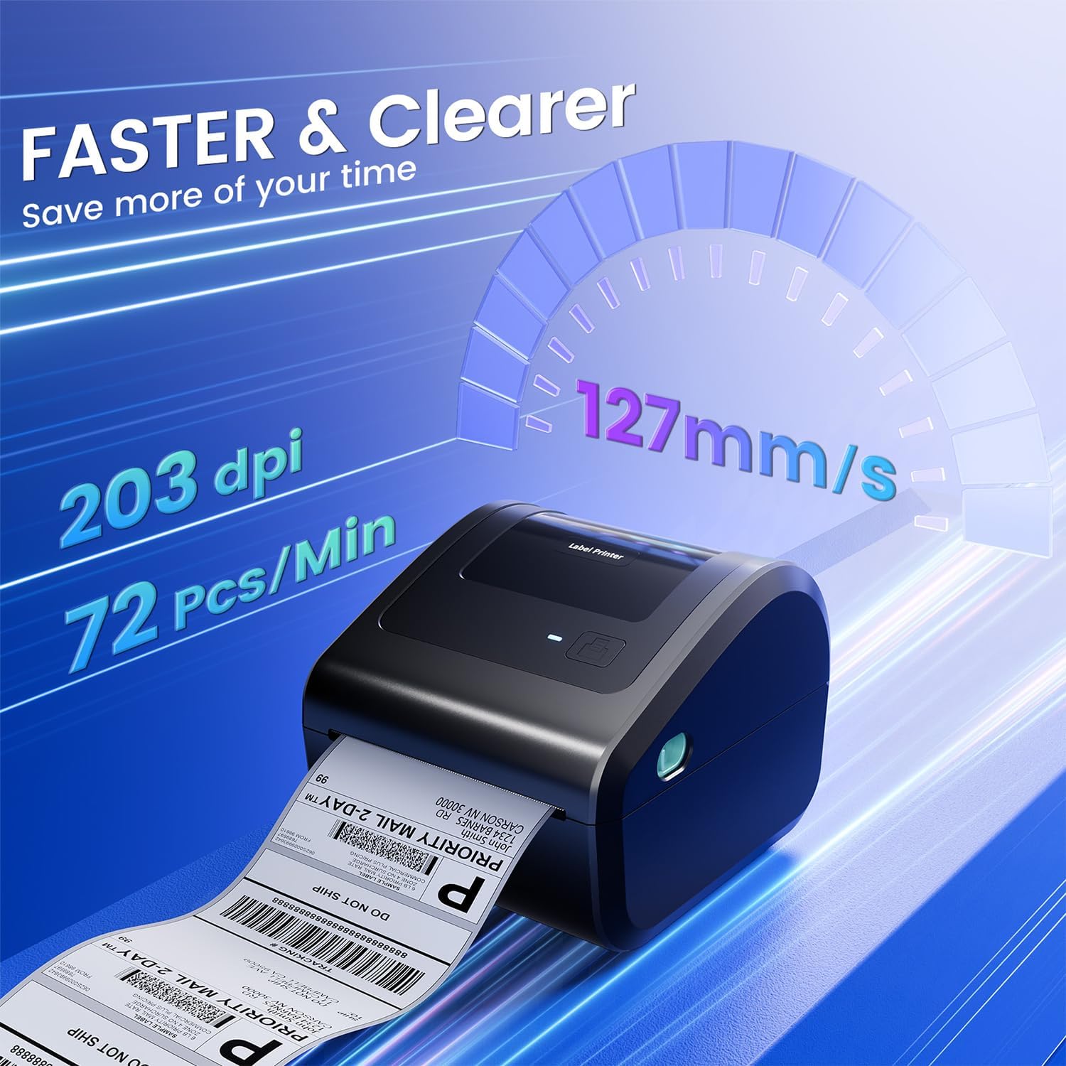 Bluetooth Shipping Label Printer 4x6, D450BT Thermal Label Printer for Shipping Packages, Thermal Printers for Small Business, Compatible with Android, iPhone, Windows, macOS, Tiktok, UPS - Image 6