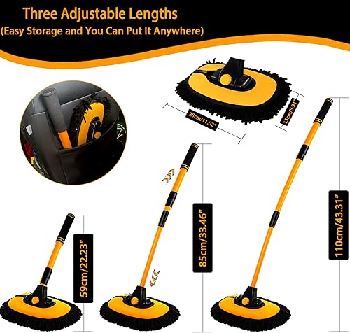 Miniatura 6 de Cepillo de Limpieza Curvo de 15 para Automóvil con Mango Telescópico Barra Larga de Aleación de Aluminio de 43" Trapeador de Lavado Para Lavar