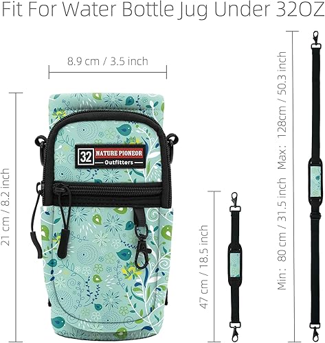 Miniatura 114 de NATURE PIONEOR Water Bottle Holder with Strap,Water Bottle Carrier Bag Sling Sleeve with Adjustable Shoulder Strap & Handle and Large Phone Pocket