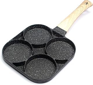Ignite Cookware Egg Pan | 4 Cup Non Stick Egg Frying Pan | Omelette Pan | Mini Pancake Pan | Burger Pan | Crepe Pan | Egg Skillet | Suitable for all Hobs including Induction | Round Egg Pan | Idli Pan