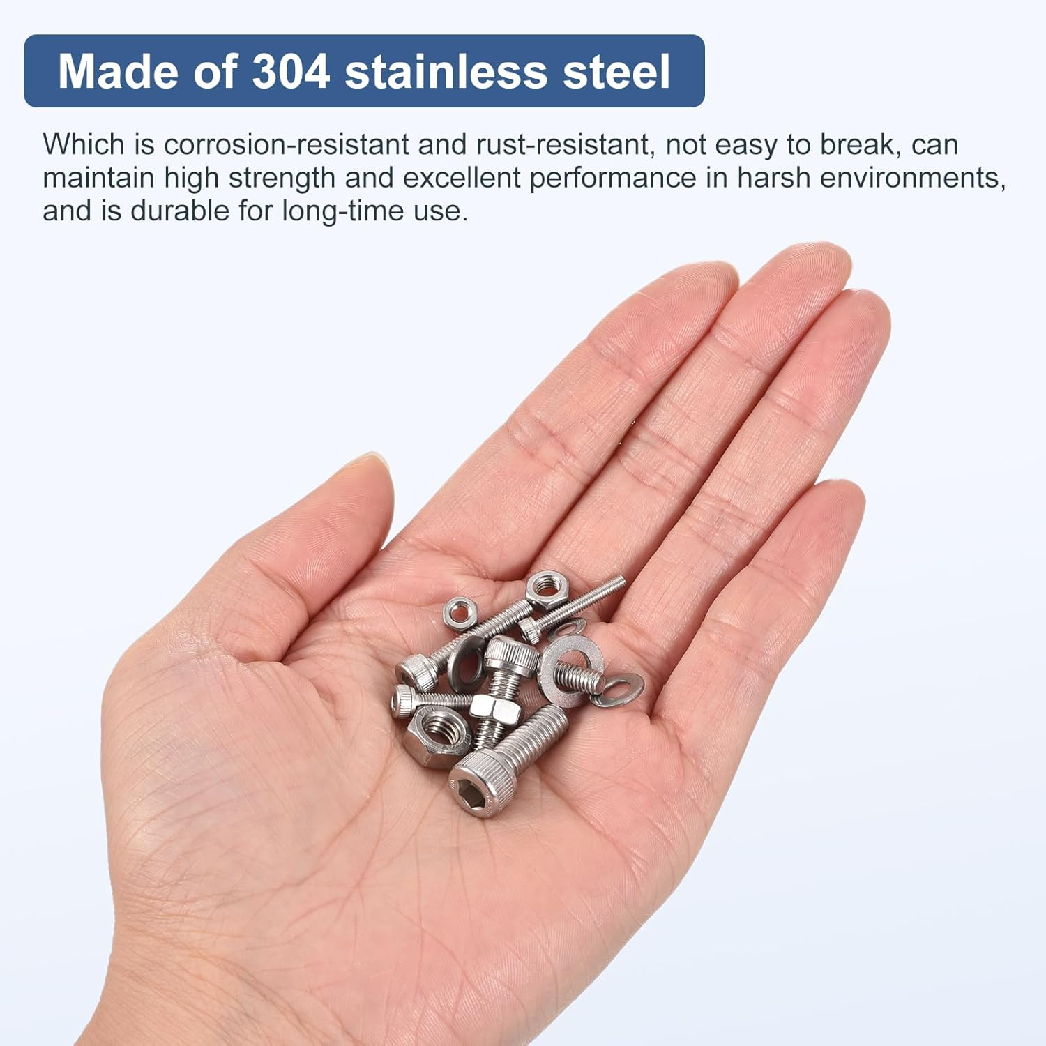 DTGN 850Pcs Metric Screw Assortment, M3 Bolts and Nuts Kit, 304 Stainless Steel M3x4/5/6/8/10/12/14/16/20/25/30mm Hex Socket Head Cap Screws Bolt Set