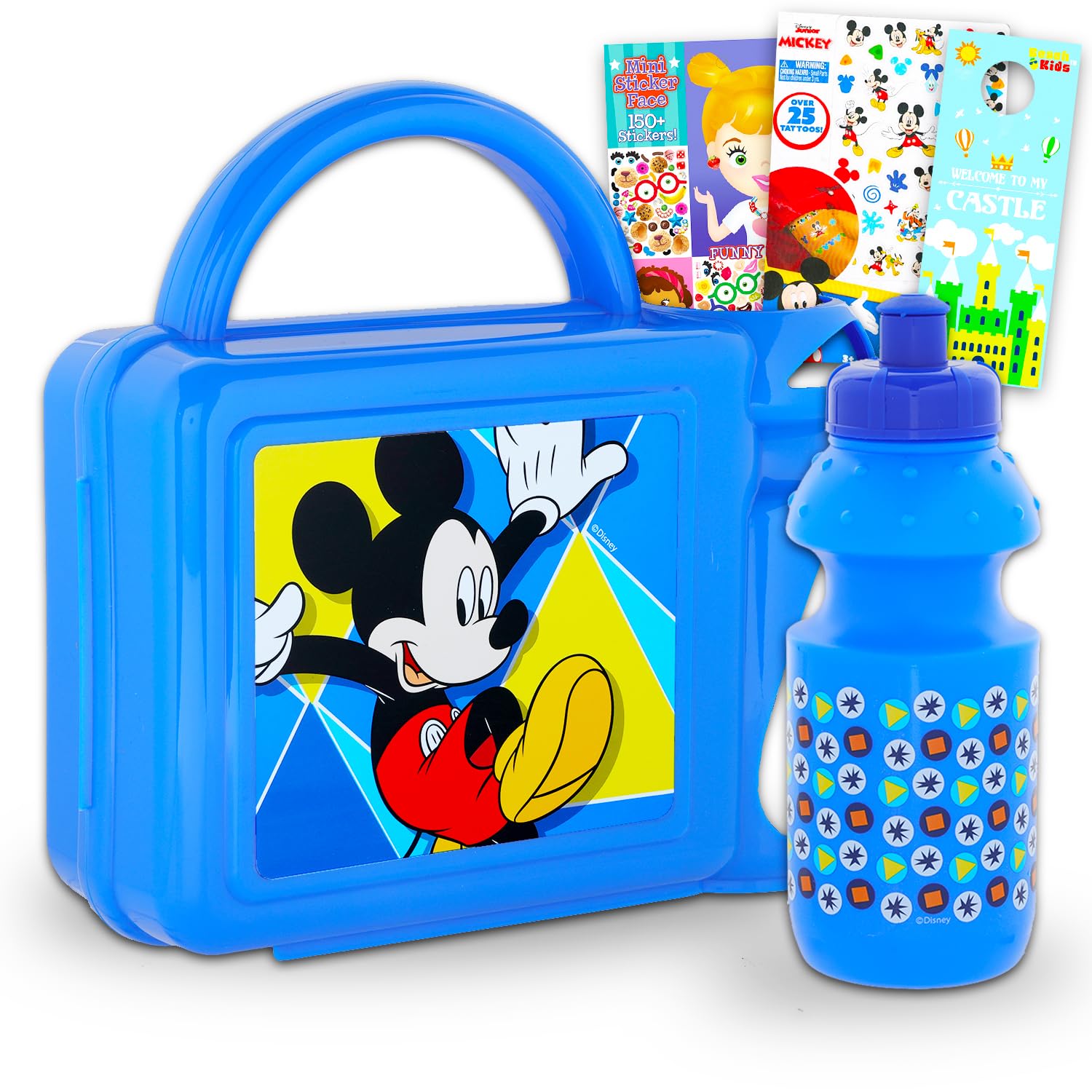 Boîte à déjeuner Mickey Mouse avec gourde et autocollants pour garçons