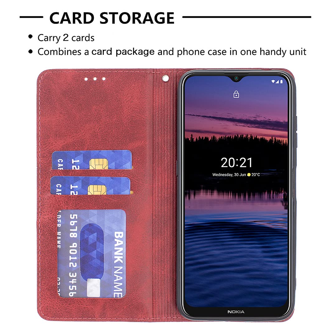 Etui na Telefon Komórkowy Nokia G20 / Nokia G10 Skóra PU Portfel etui Ochronne etui Case Case Stojak, [Przegródki na karty],Magnetyczne etui z Klapką (Czerwony)