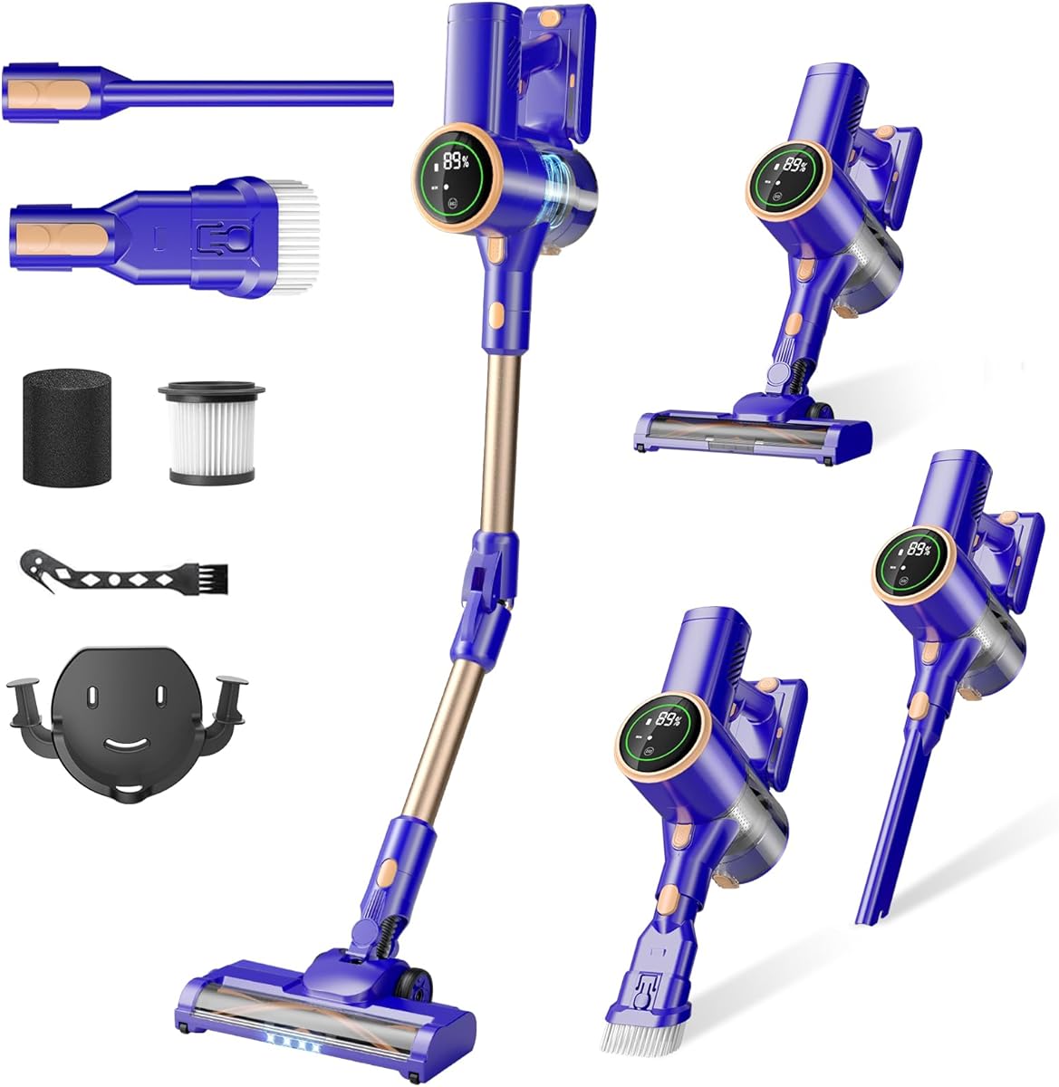 Amazon.com - MHRMHR Cordless Vacuum Cleaner, 180° Bendable Wand Stick Vacuum Cleaners with Touch Screen, 8-in-1 Vacuum with Lightweight Rechargeable Battery, Longlasting Runtime for Home Hard Floor Low-Pile Carpet