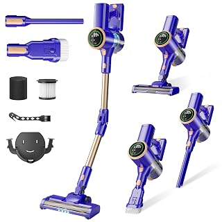 Cordless Vacuum Cleaner, 180° Bendable Wand Stick Vacuum Cleaners with Touch Screen, 8-in-1 Vacuum with Lightweight Rechargeable Battery, Longlasting Runtime for Home Hard Floor Low-Pile Carpet - Amazon product rated Grade A
