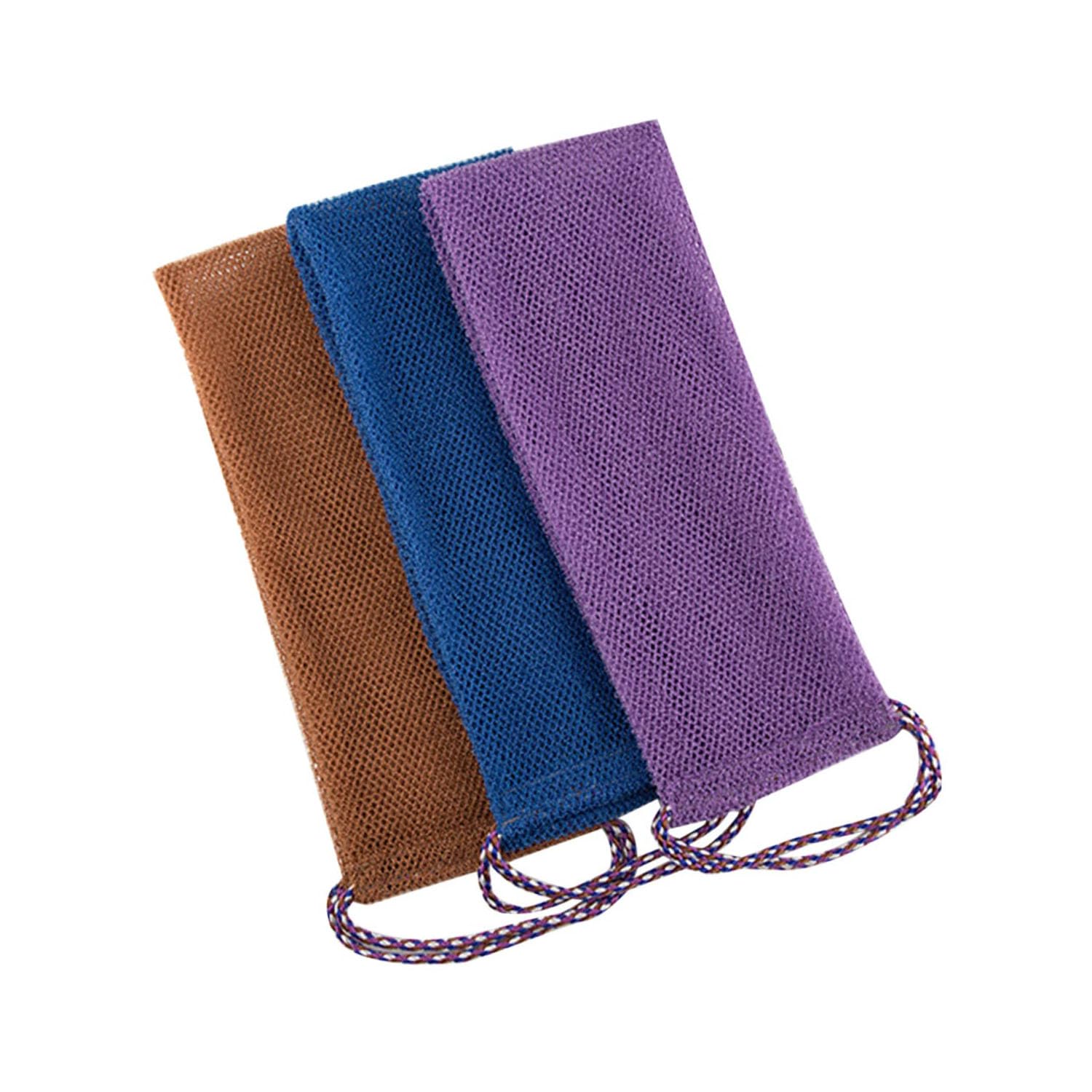 3-Piece Exfoliating Bath Set, Long Handle Body Scrubber with Deep Cleansing Net Sponge