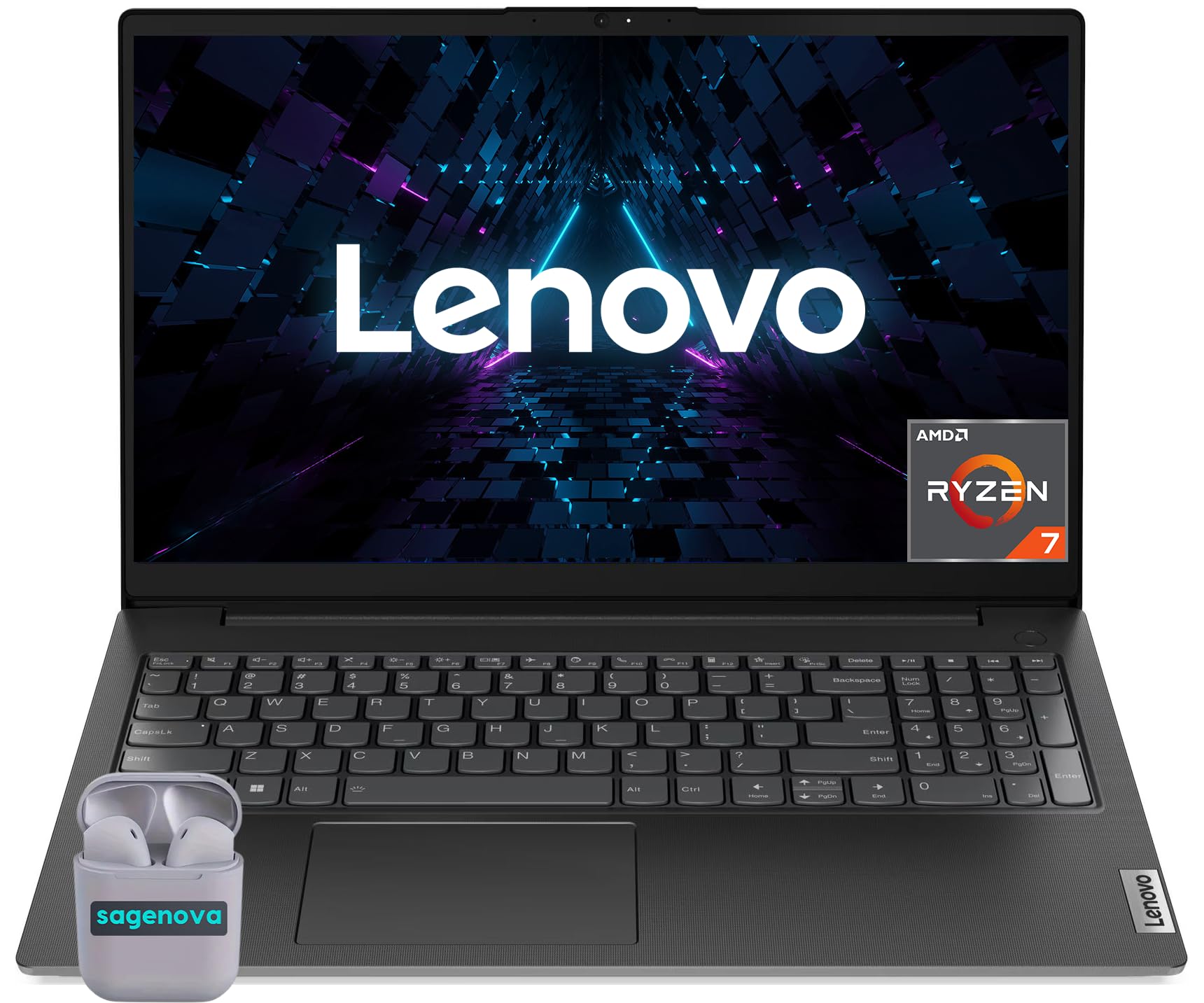 Lenovo V15 G4 Business Laptop Computer, 15.6" FHD Display, AMD Ryzen 7 7730U Processor, Windows 11 Laptop 40GB RAM 2TB SSD, SageNova Earphones, Black