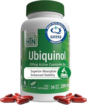 Ubiquinol 200mg as Kaneka QH Reduced CoQ-10 | Stabilized - 3rd Party Tested | Enhanced Bioavailability | Cardiovascular & Mitochondria Function Support | Non-GMO by Health Thru Nutrition Pack of 30