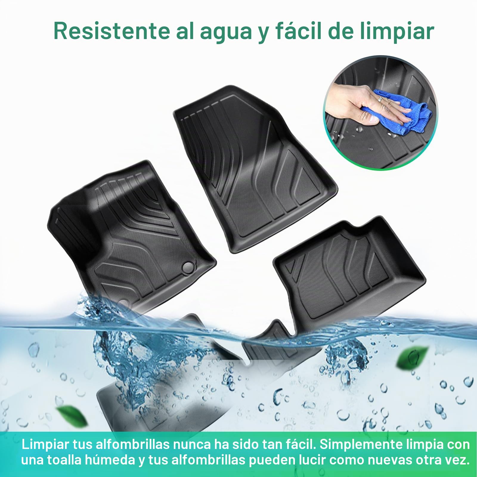 GAFAT Compatible con Opel Mokka-e EV Eléctrico 2021-2024 2025 Alfombrillas Delanteras, Mokka-e Alfombrillas Goma TPE para Todo Tipo de Clima, Originales Escaneo 3D Borde Alto 5-7 CM [No para gasolin]