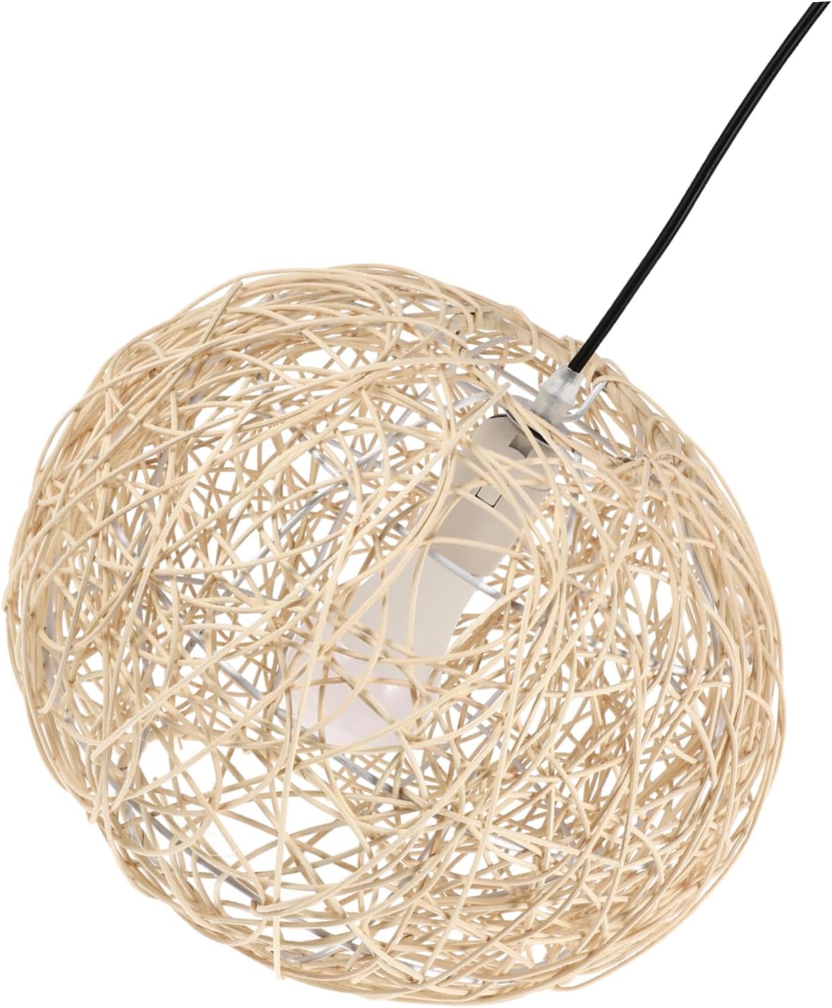 TEHAUX Weaving Ceiling Light Cover Vintage Rattan Pendant Shade for Home Decor Round Lantern to Install and Create Relaxing Atmosphere