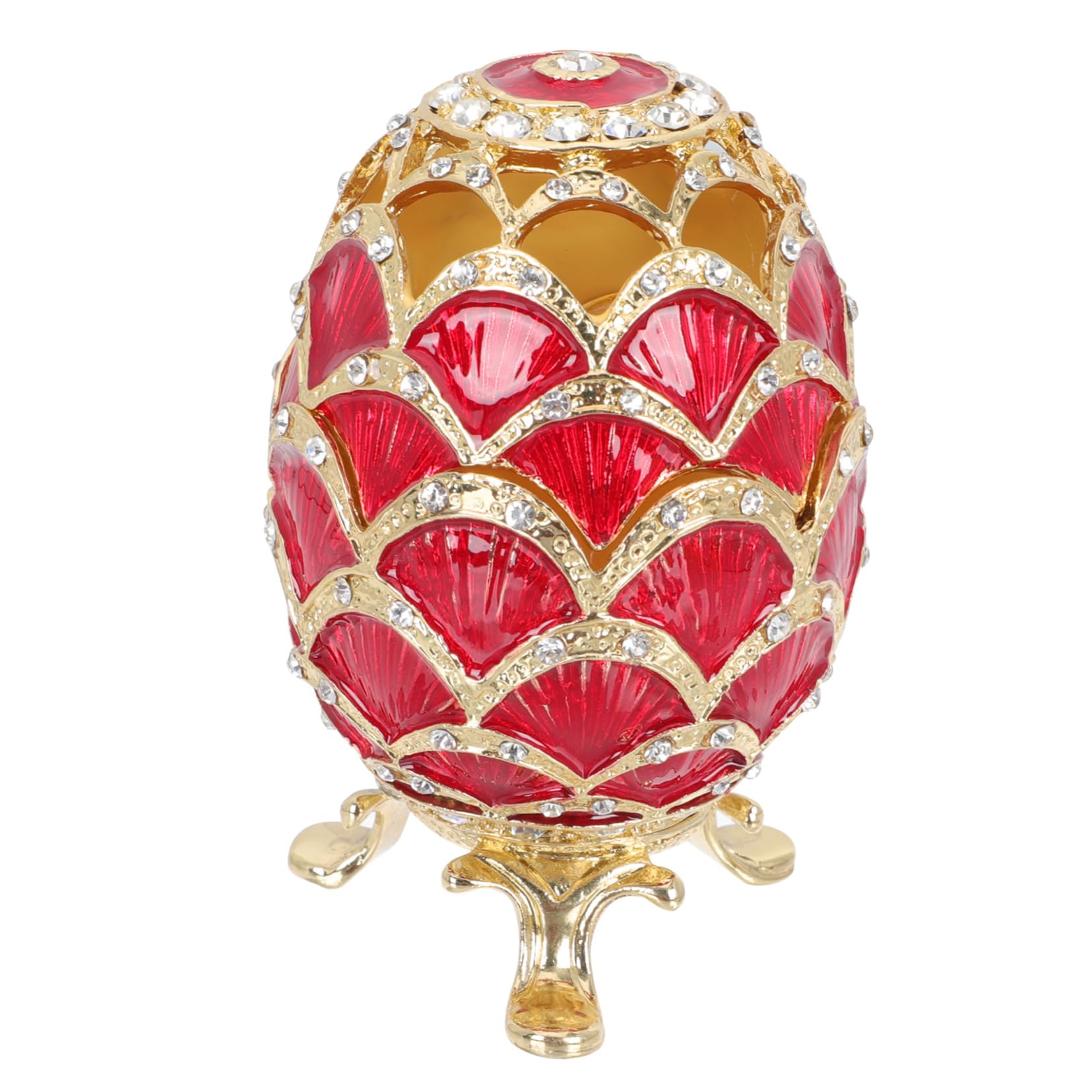 Boîte à bijoux œuf Healvian en émail de style Fabergé raffiné pour bagues