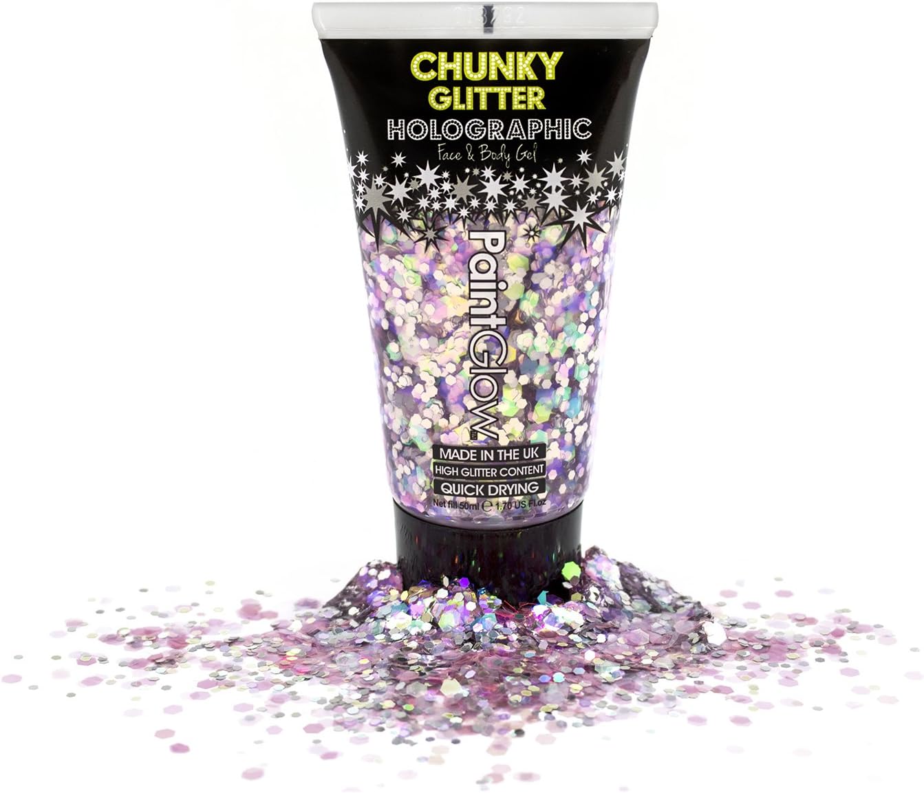 Holographic UV Chunky cosmetic glitter gels 50ml for face, body & hair