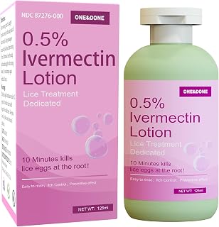 0.5% Ivermectin Lice Treatment Lotion, Single Application Formula – No Head Combing Required, 4oz