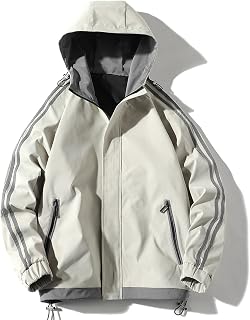 MABEK Mens Jackets Men's Zipper Sweater Spring and Autumn All-Match Windproof Loose Long-Sleeved Outdoor Jacket