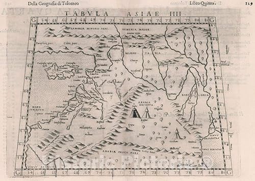 Mapa histórico: Chipre, Oriente Medio, Asia Tabvla Asiae IV. Della Geografia di Tolomeo. Libro Quinto, 1599 Atlas, Vintage Wall Art : 24 x 16