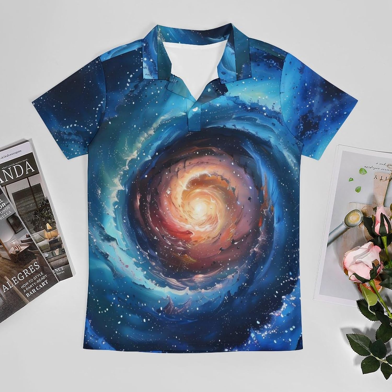 Spiral Galaxy Novelty Men's Short Sleeve Shirt Golf Tennis Shirts Work T-Shirt Sport Tee