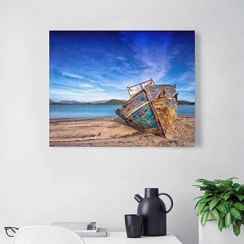 Miniatura 3 de Lienzo decorativo de pared de 11 x 14 pulgadas, diseño de barco, cielo, mar, paisaje, naturaleza, lienzo para pared, póster de pintura moderna,