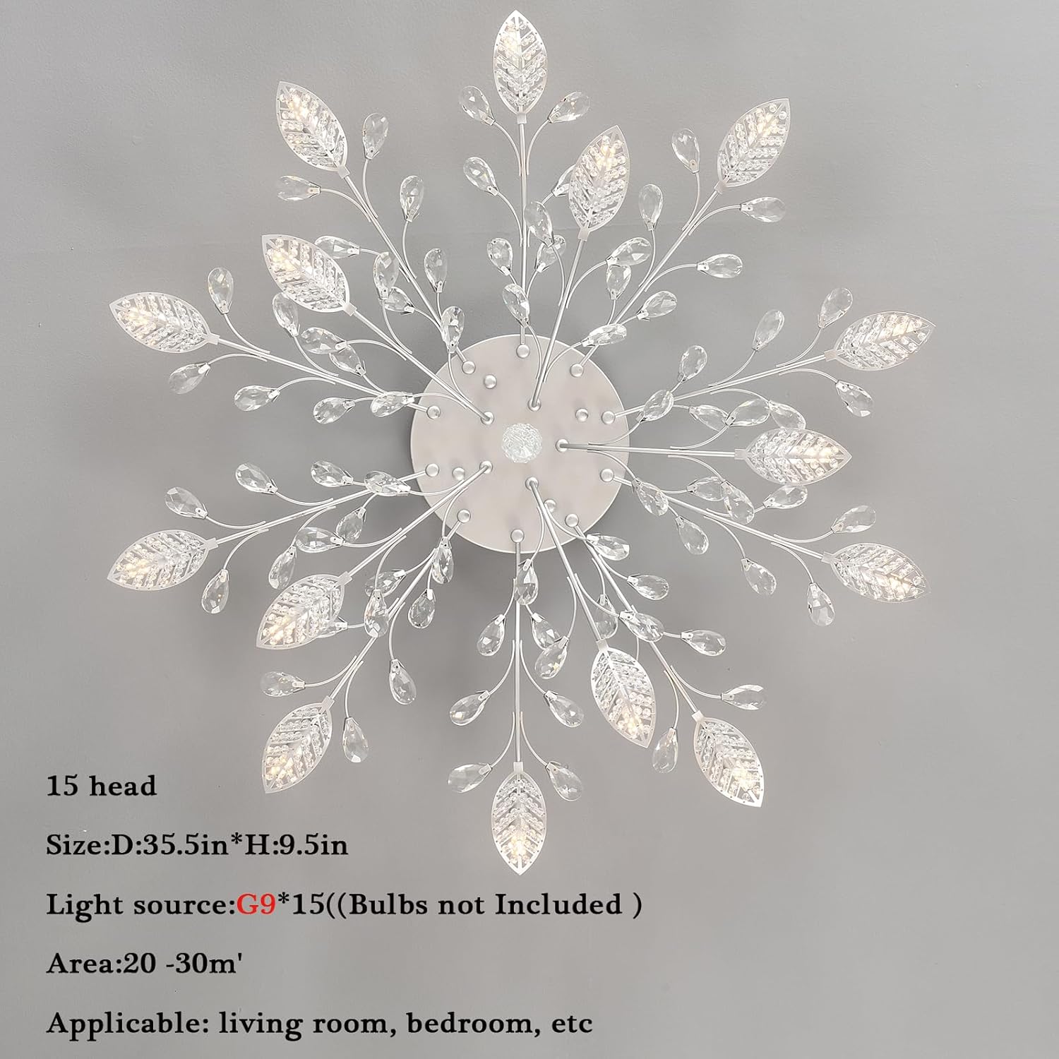 Modern Crystal Ceiling Light Fixture,Silvery Semi Flush Mount Chandeliers,Crystal Leaf Ceiling Light, Chandeliers for Dining Room,Living Room,Bedroom