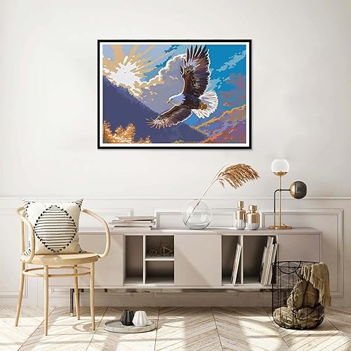 Miniatura 4 de Yomiie Kits de pintura por números para adultos, kits de pintura acrílica de lienzo de águilas, fácil de pintar por números para principiantes para