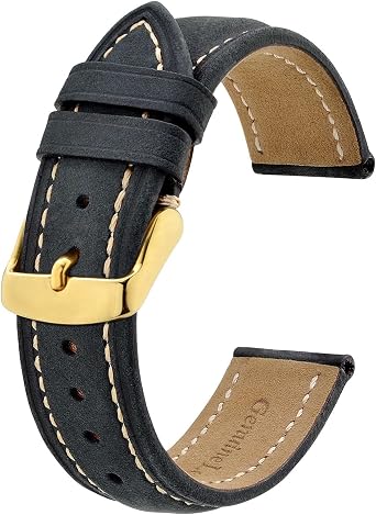 BISONSTRAP Vintage Watch Straps with Gold/Rose Gold Buckle, Leather Replacement Band 18mm 20mm 22mm