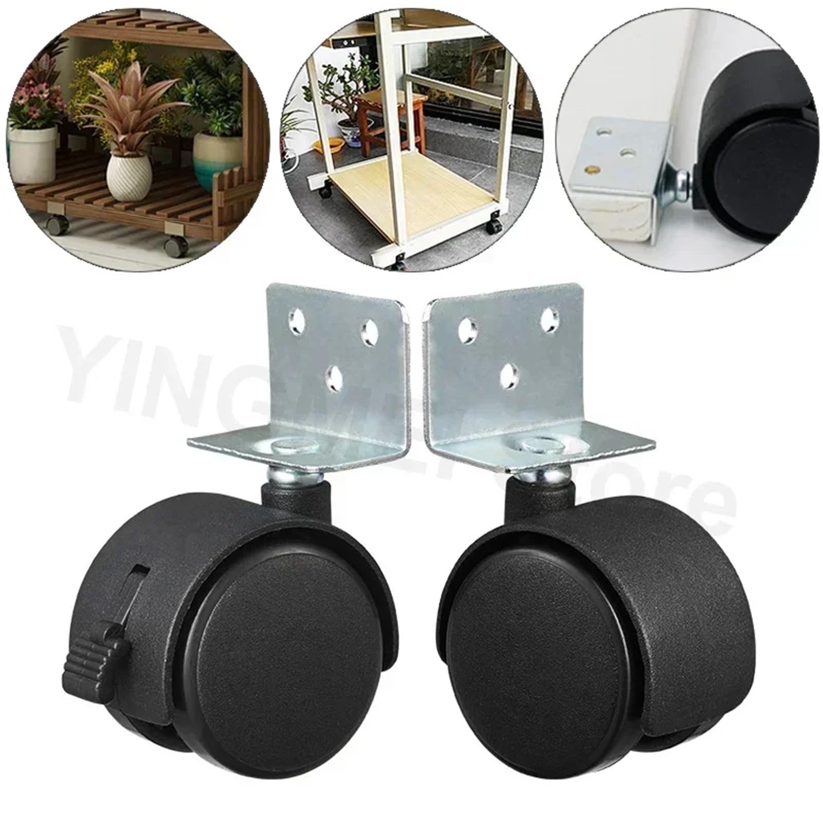 4 pz 1.5 Pollice Universale Ruota Girevole Caster Ruota A Rulli i Sedia Da Ufficio Caster Con Freno for I Bagagli Sedia Accessori, Facile da Installare(1.5in without brake)