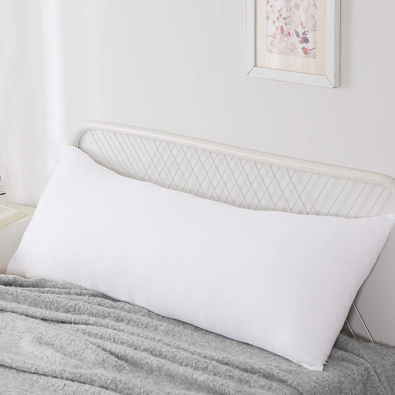 Bolster Pillow Full Body Pillow, Hollowfibre Filled Orthopaedic Support Pregnencey Pillow, White Neck Support & Maternity Side Sleepers Pillows Cushion (4.6Ft Double)