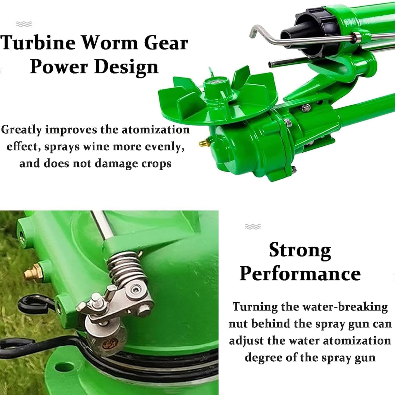 Agricultural Irrigation Spray Gun, Agricultural Turbine Vortex Sprinkler, 360° Large Area Rotation Spray, Suitable for Farmland, Large Garden, Lawn, Gardening