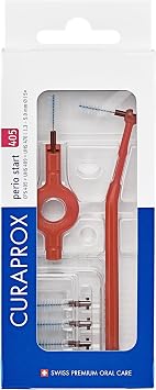 طقم فرشاة الأسنان Curaprox CPS 405 Perio Start للفجوات الأكبر والعناية باللثة | يتضمن 5 فرش وحاملين مزدوجين للتنظيف المرن | صنع في سويسرا