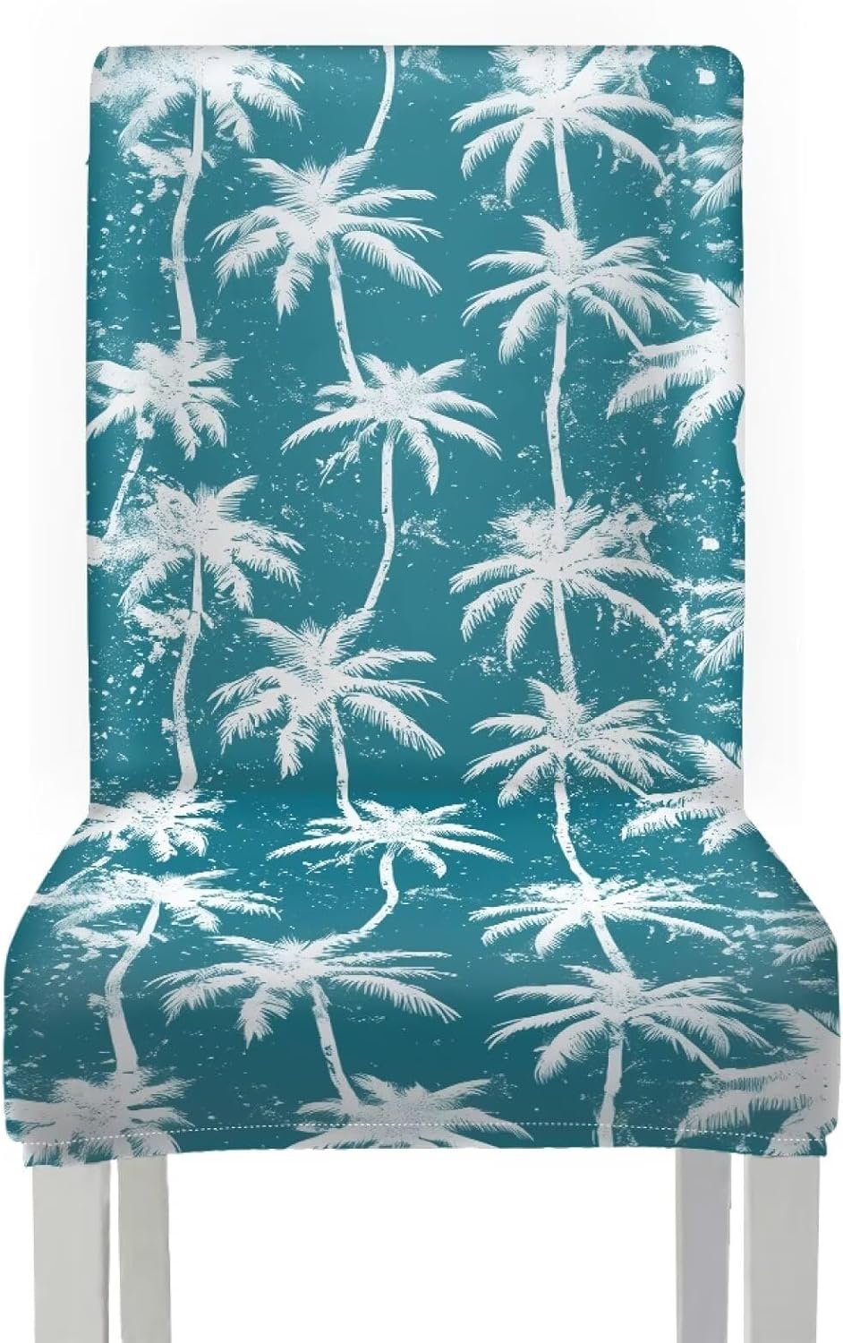 Wanyint Parsons Chair Slipcovers Set of 6, Stretch Removable Dining Chair Covers Machine Washable, Polyester Spandex Universal Fit Chair Protector for Dining Chairs, Hawaiian Palm Tree Teal