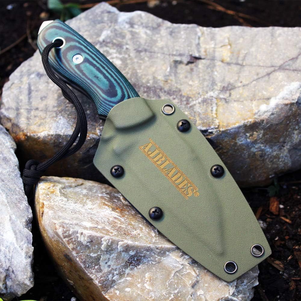 Full Tang Tactical Boot Hunting Knife MICARTA Handle - KYDEX Sheath AJ328GN